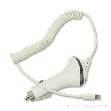Car charger for iPhone5 with 8-pin USB cable 5V, 1A
